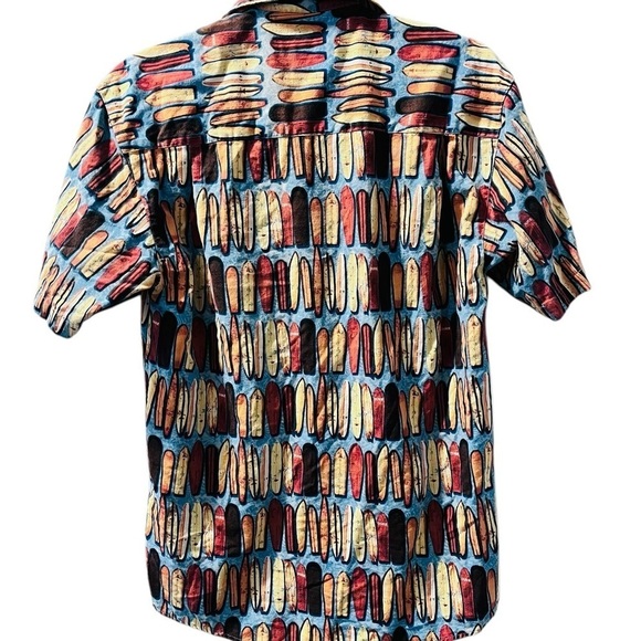 Duke Kahanamoku Silk Blend Hawaiian Aloha Shirt Size Small Surf Boards Vacation - Picture 5 of 6